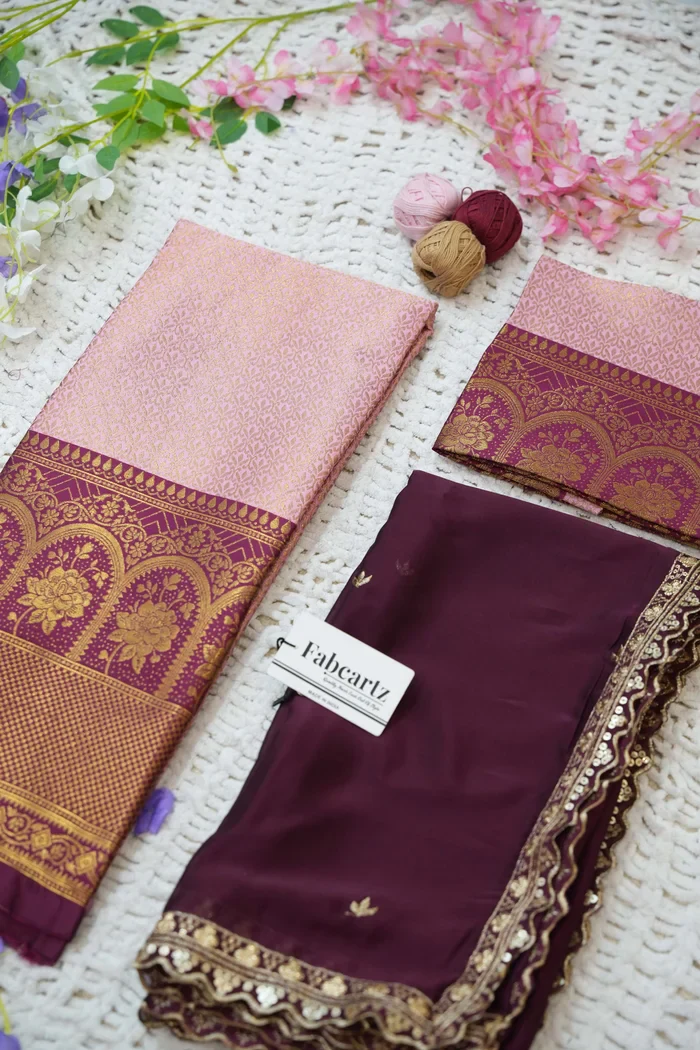Women's Woven Design zari work Half Saree with Embroidered Blouse and Dupatta Oye!!Pattu - Image 76