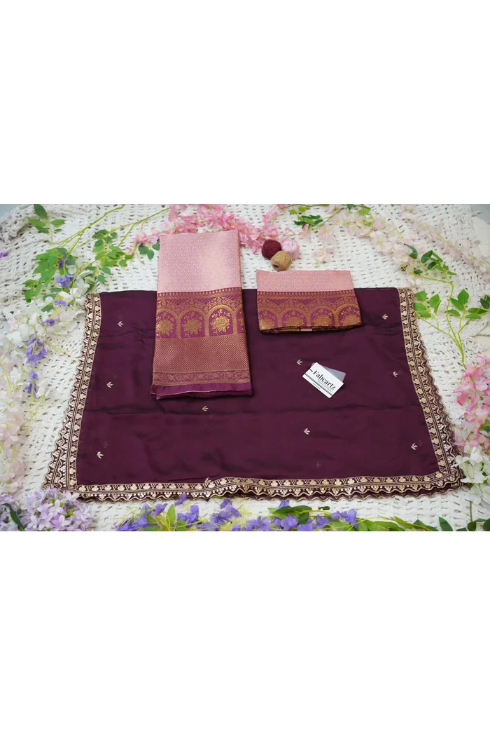 Women's Woven Design zari work Half Saree with Embroidered Blouse and Dupatta Oye!!Pattu - Image 81