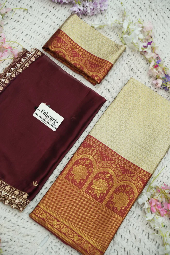 Women's Woven Design zari work Half Saree with Embroidered Blouse and Dupatta Oye!!Pattu - Image 104