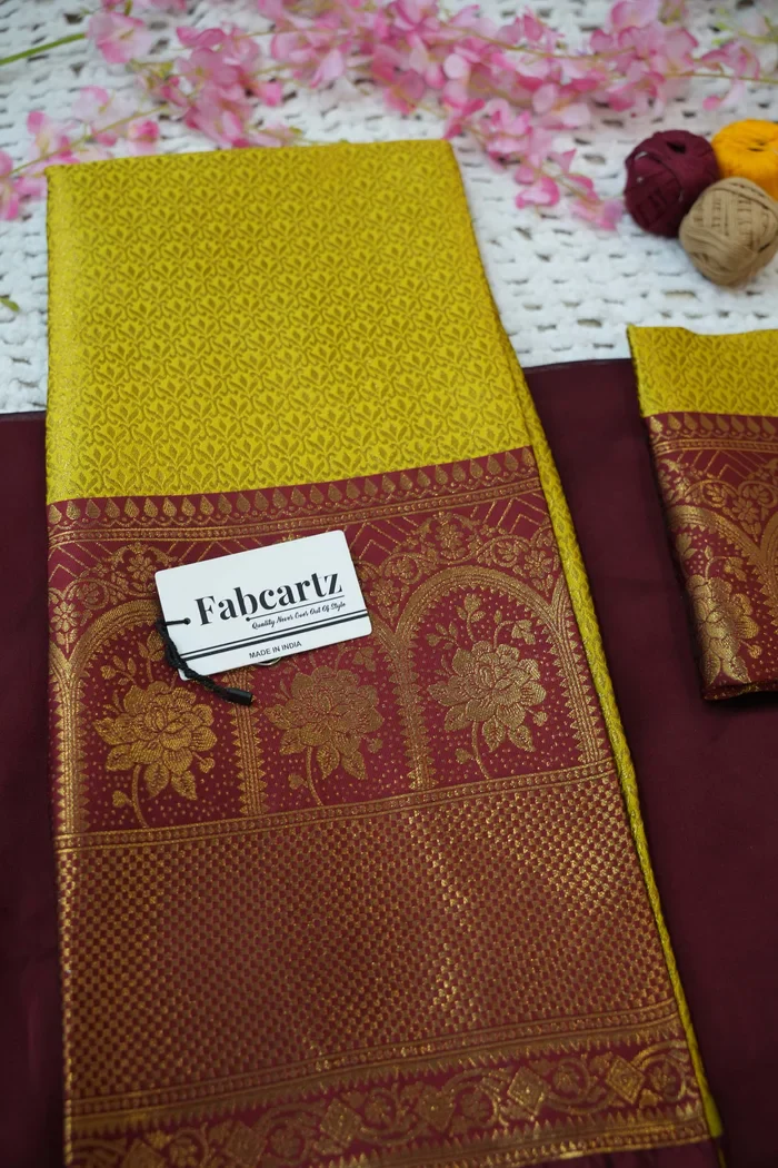 Women's Woven Design zari work Half Saree with Embroidered Blouse and Dupatta Oye!!Pattu - Image 41