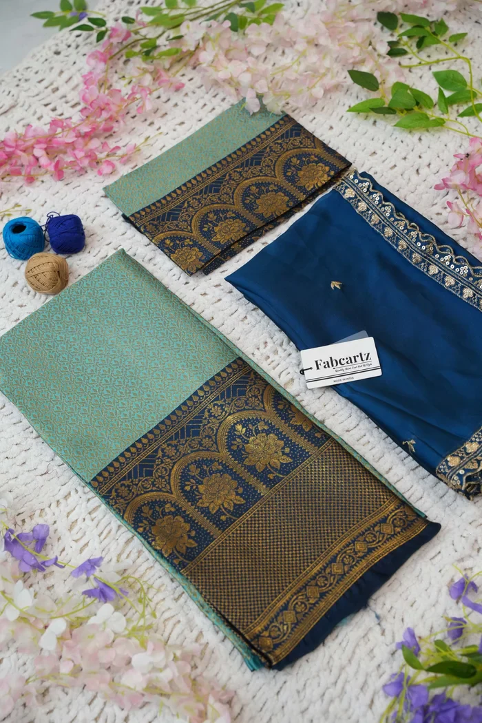 Women's Woven Design zari work Half Saree with Embroidered Blouse and Dupatta Oye!!Pattu - Image 46
