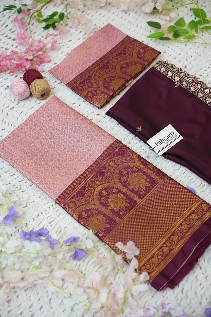 Women's Woven Design zari work Half Saree with Embroidered Blouse and Dupatta Oye!!Pattu - Image 69