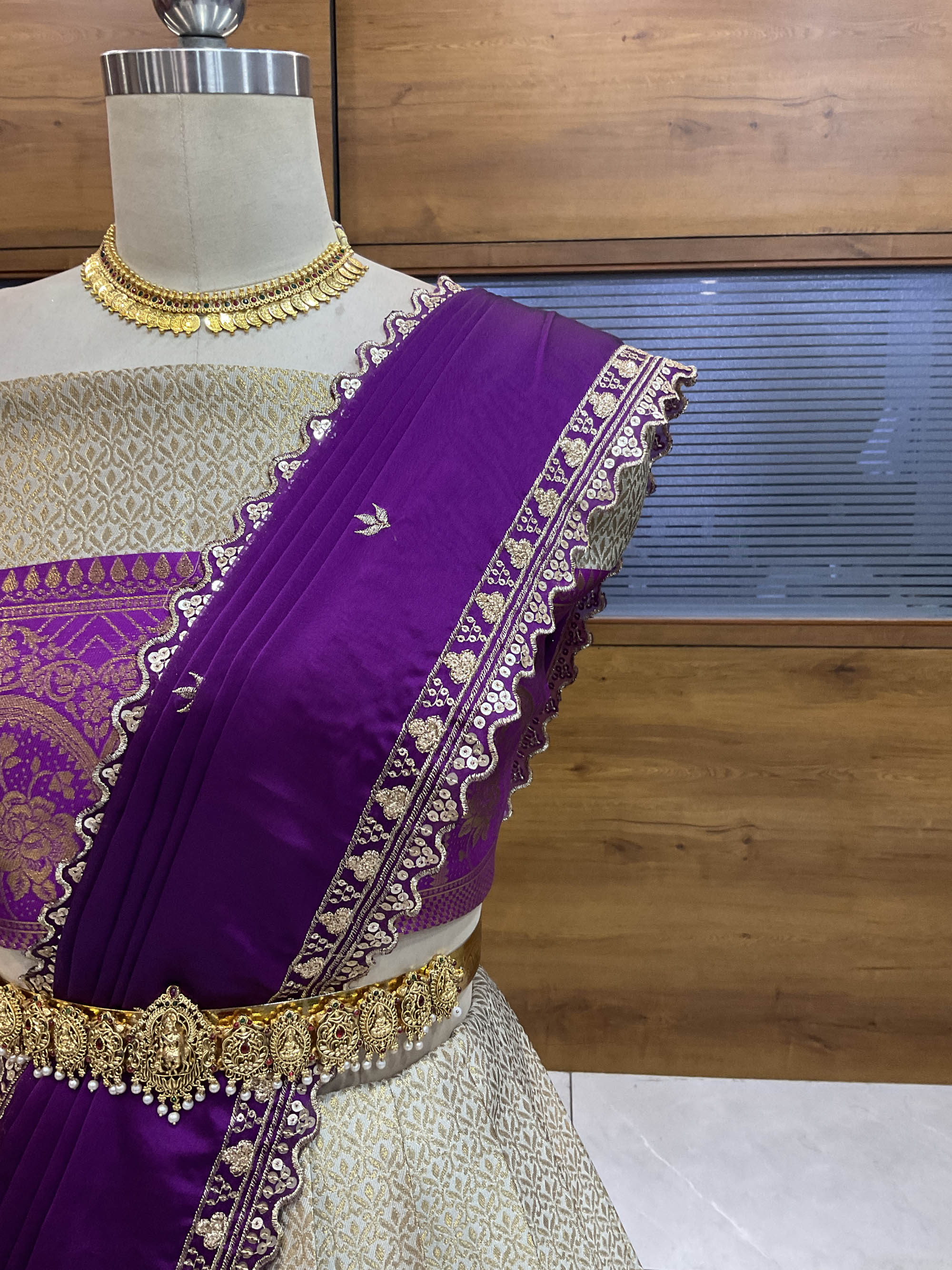 Women's Woven Design zari work Half Saree with Embroidered Blouse and Dupatta Oye!!Pattu - Image 93