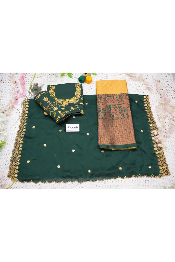 Women's Woven Design zari work Half Saree with Embroidered Blouse and Dupatta PihuPattu - Image 25