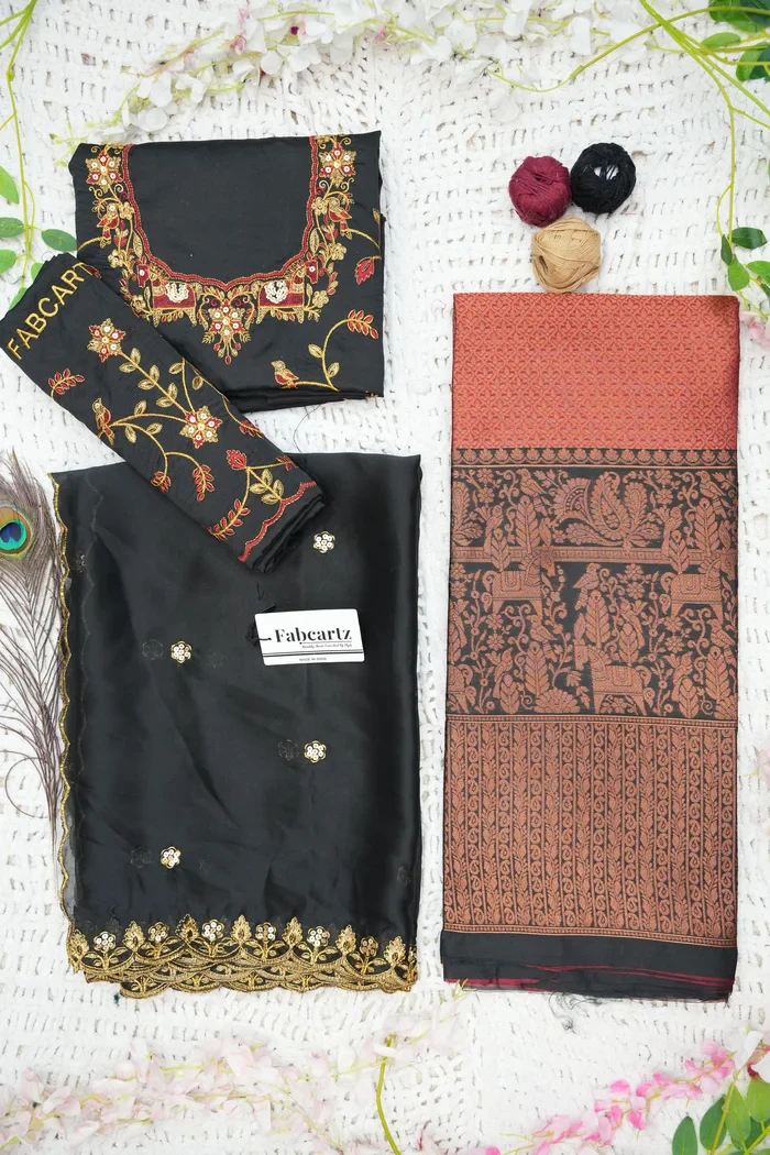 Women's Woven Design zari work Half Saree with Embroidered Blouse and Dupatta PihuPattu - Image 27