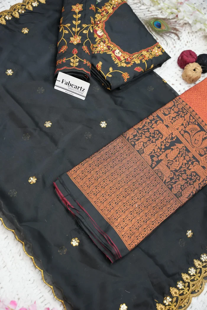 Women's Woven Design zari work Half Saree with Embroidered Blouse and Dupatta PihuPattu - Image 32