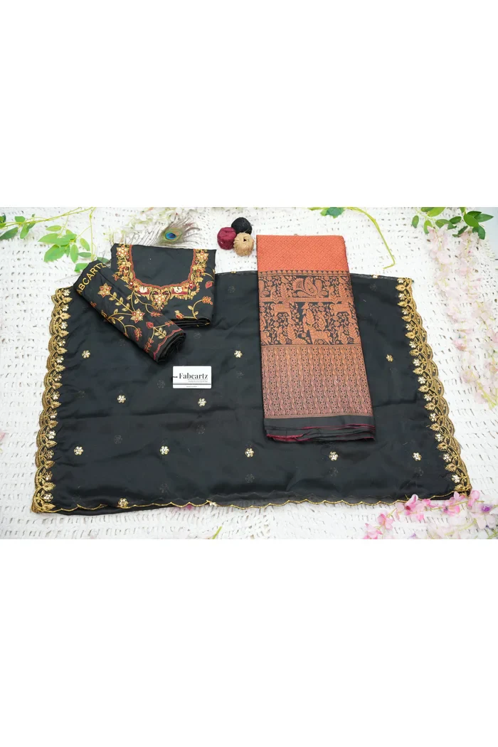 Women's Woven Design zari work Half Saree with Embroidered Blouse and Dupatta PihuPattu - Image 33