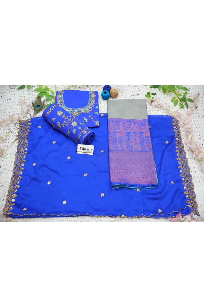 Women's Woven Design zari work Half Saree with Embroidered Blouse and Dupatta PihuPattu - Image 40