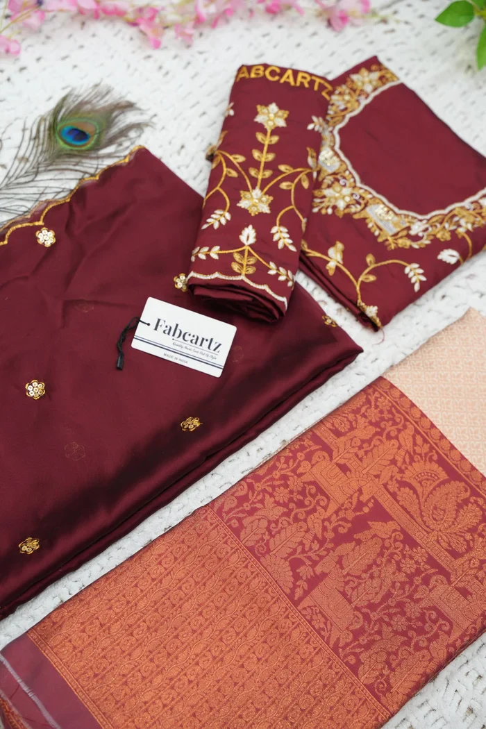 Women's Woven Design zari work Half Saree with Embroidered Blouse and Dupatta PihuPattu - Image 44
