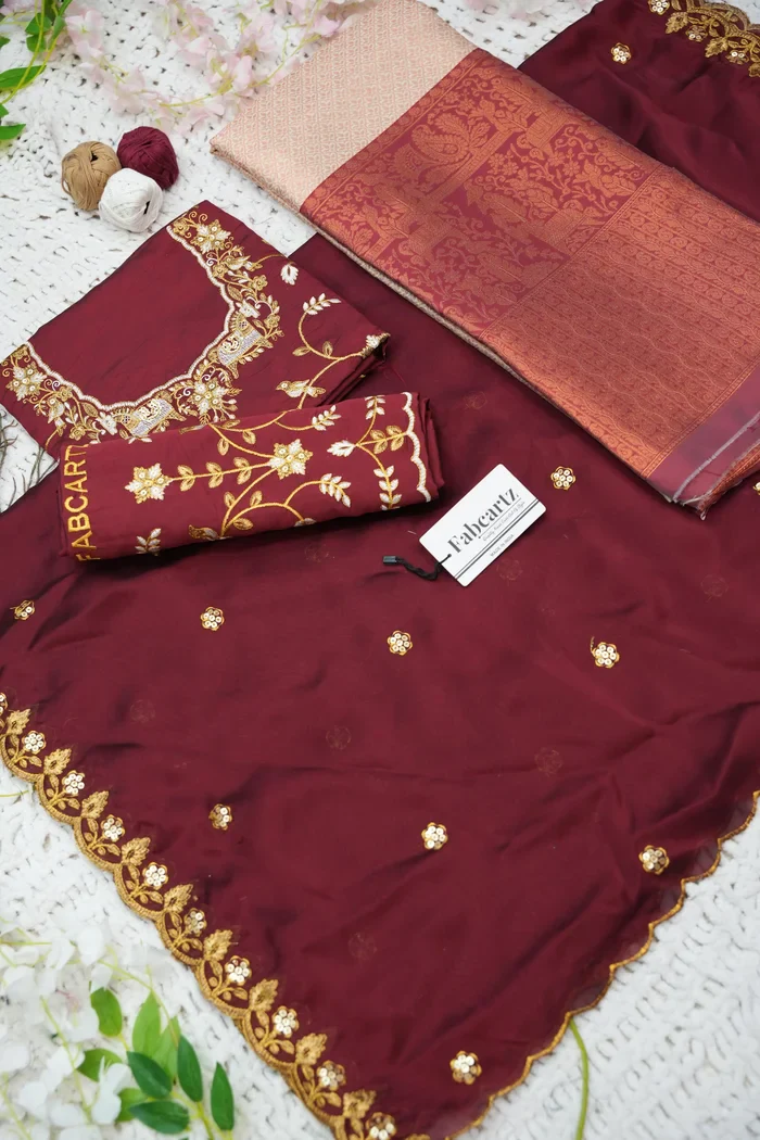 Women's Woven Design zari work Half Saree with Embroidered Blouse and Dupatta PihuPattu - Image 46
