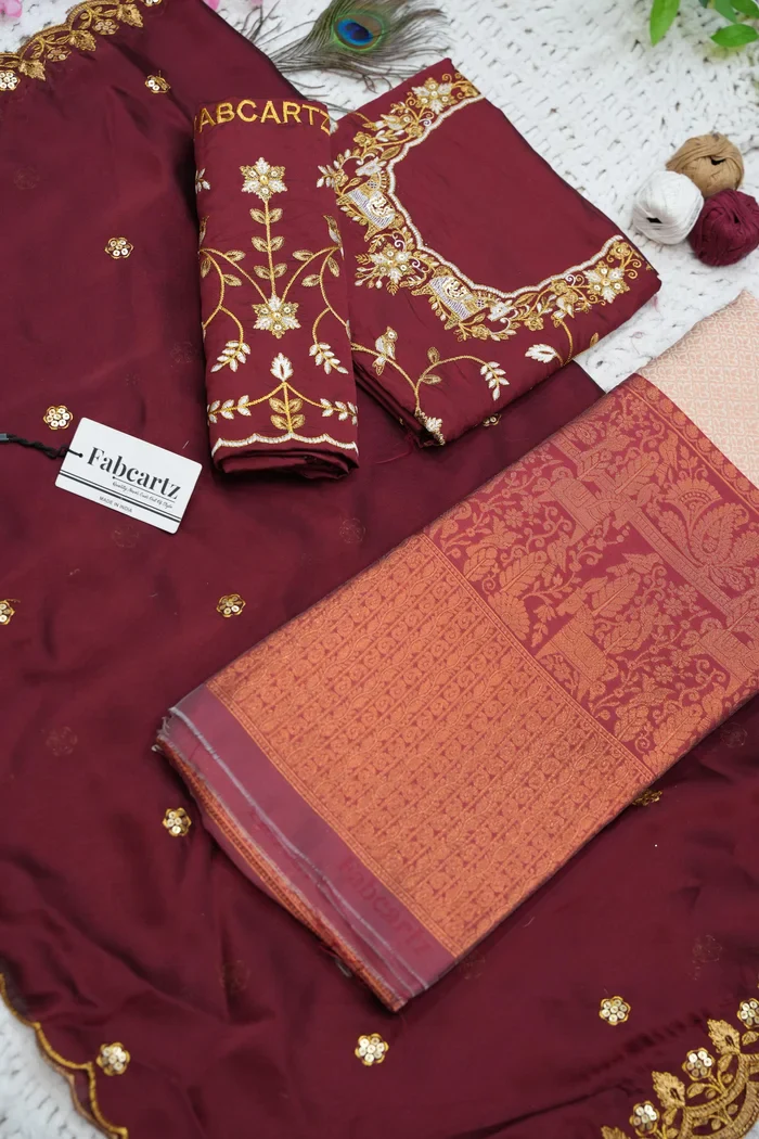 Women's Woven Design zari work Half Saree with Embroidered Blouse and Dupatta PihuPattu - Image 47