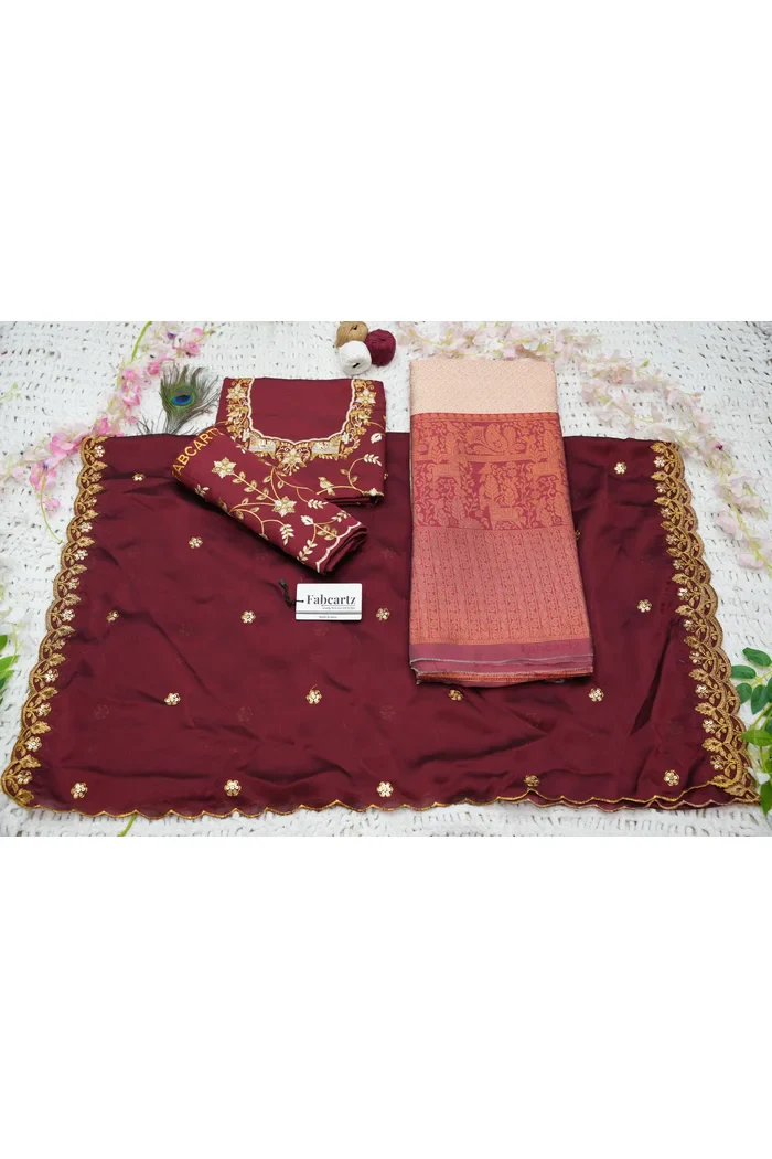 Women's Woven Design zari work Half Saree with Embroidered Blouse and Dupatta PihuPattu - Image 48
