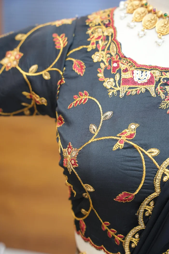 Women's Woven Design zari work Half Saree with Embroidered Blouse and Dupatta PihuPattu - Image 7