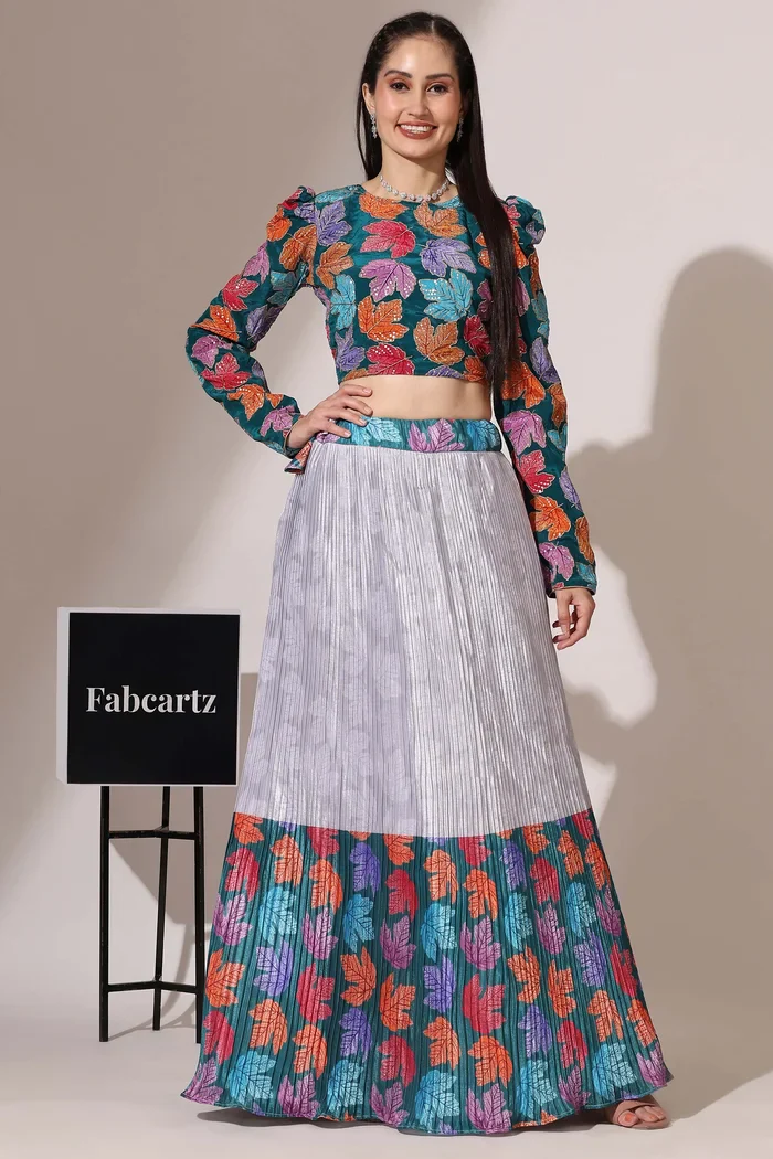 Women's Embroidered Satin Lehenga Choli with Sequins Work PlusMinus Jacq - Image 12