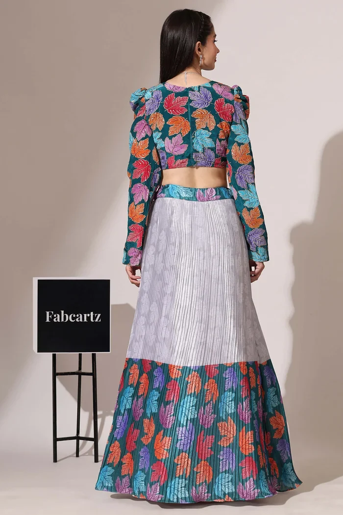 Women's Embroidered Satin Lehenga Choli with Sequins Work PlusMinus Jacq - Image 13