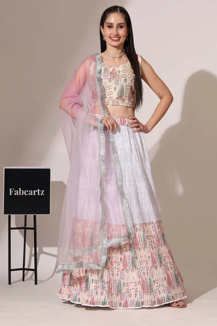 Women's Embroidered Satin Lehenga Choli with Sequins Work PlusMinus Jacq - Image 18