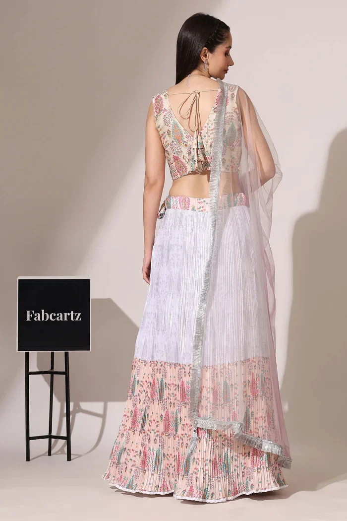 Women's Embroidered Satin Lehenga Choli with Sequins Work PlusMinus Jacq - Image 19