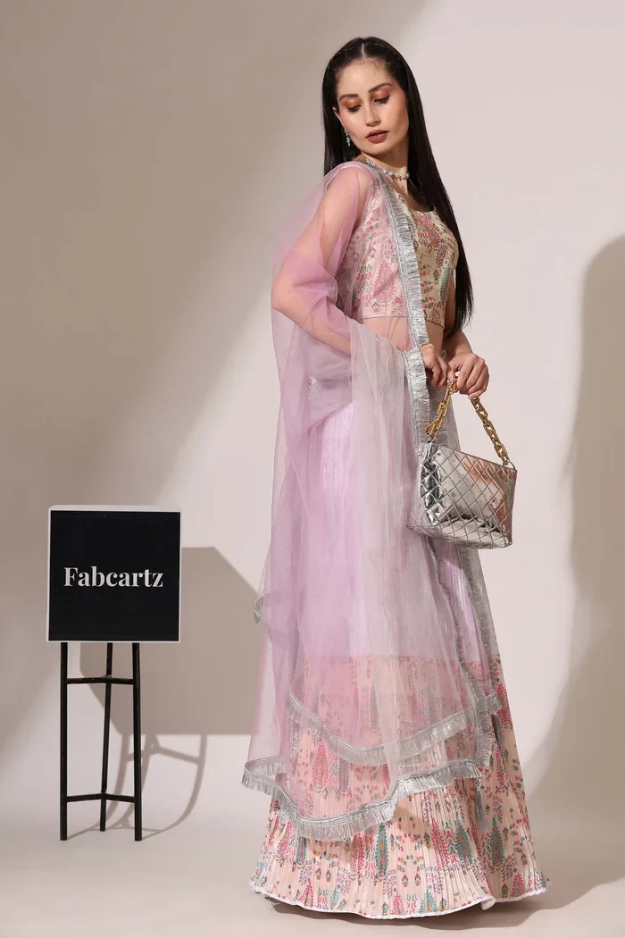 Women's Embroidered Satin Lehenga Choli with Sequins Work PlusMinus Jacq - Image 20