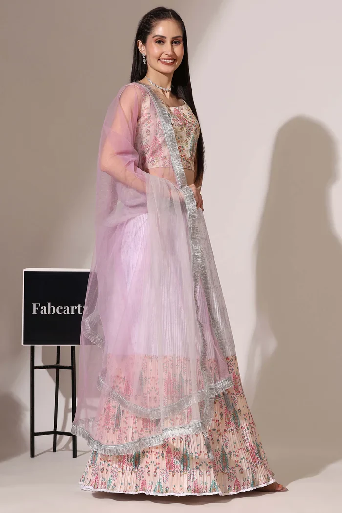 Women's Embroidered Satin Lehenga Choli with Sequins Work PlusMinus Jacq - Image 21