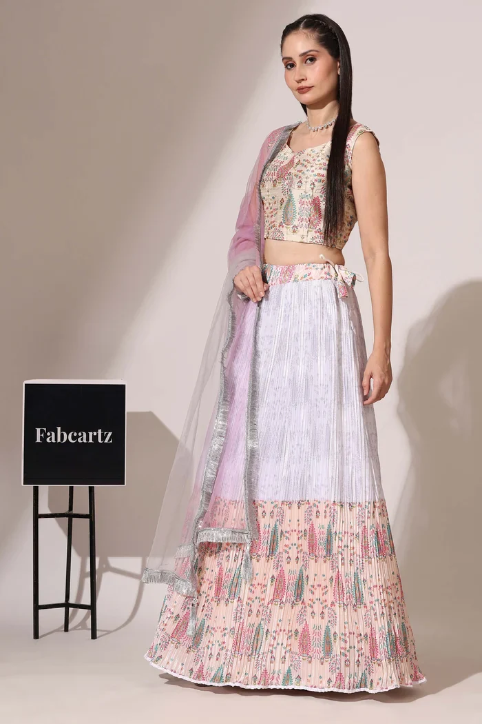 Women's Embroidered Satin Lehenga Choli with Sequins Work PlusMinus Jacq - Image 22