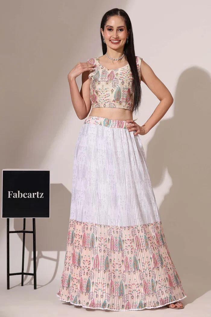 Women's Embroidered Satin Lehenga Choli with Sequins Work PlusMinus Jacq - Image 23