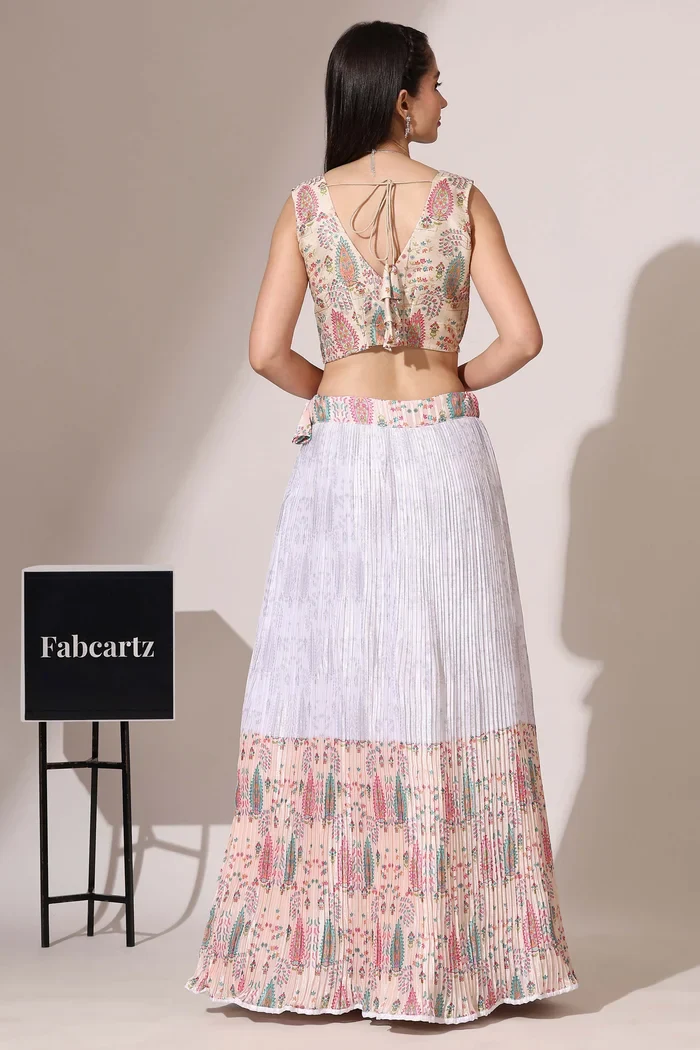 Women's Embroidered Satin Lehenga Choli with Sequins Work PlusMinus Jacq - Image 24