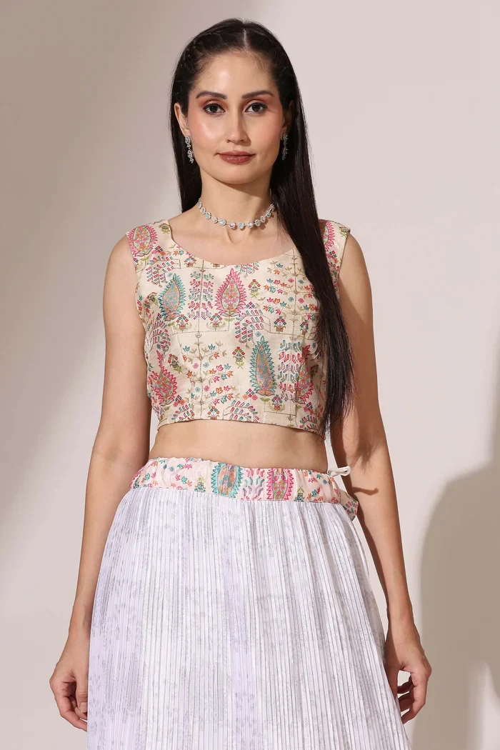 Women's Embroidered Satin Lehenga Choli with Sequins Work PlusMinus Jacq - Image 25