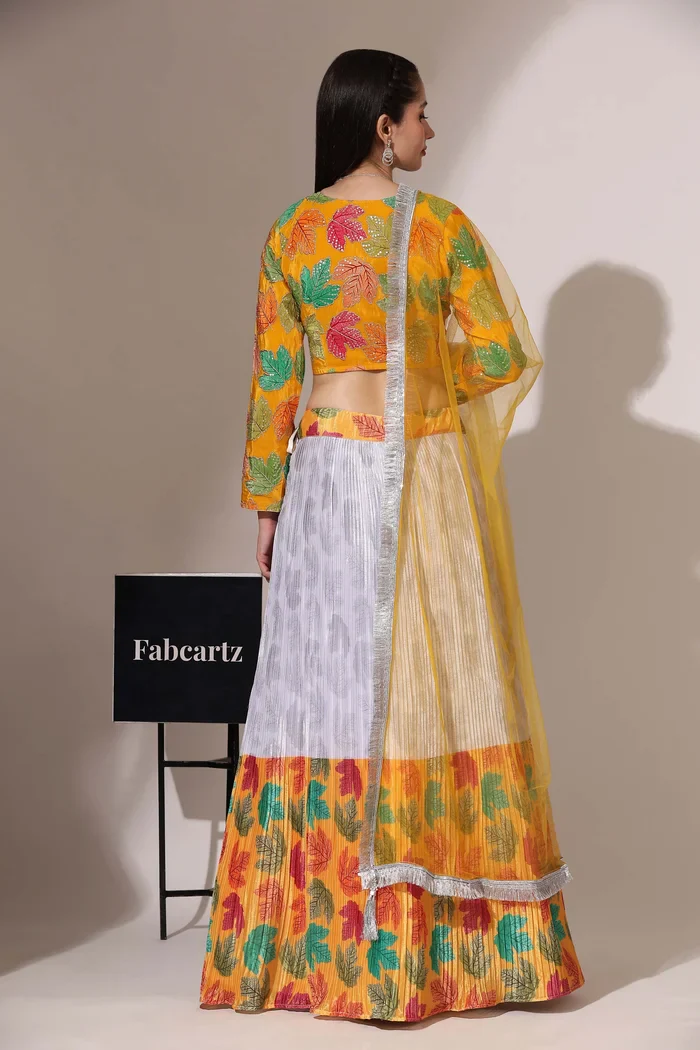 Women's Embroidered Satin Lehenga Choli with Sequins Work PlusMinus Jacq - Image 30