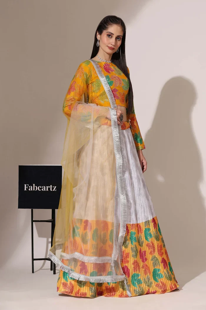 Women's Embroidered Satin Lehenga Choli with Sequins Work PlusMinus Jacq - Image 31