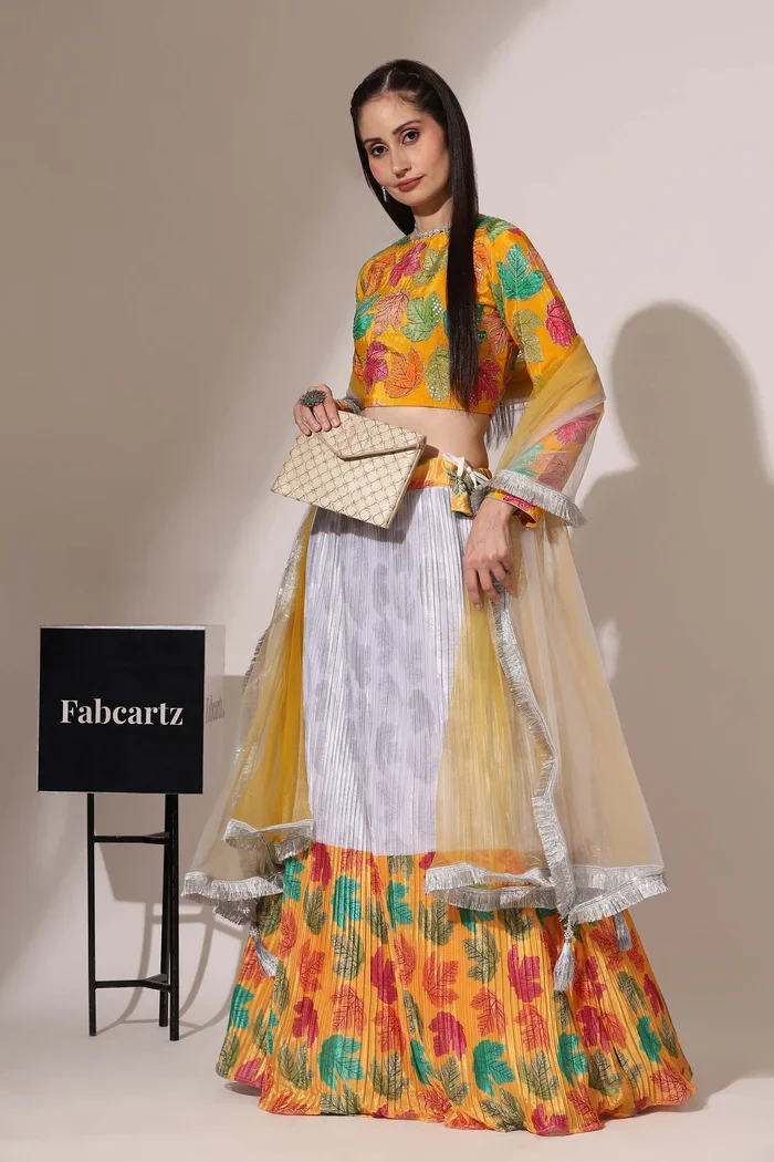 Women's Embroidered Satin Lehenga Choli with Sequins Work PlusMinus Jacq - Image 33