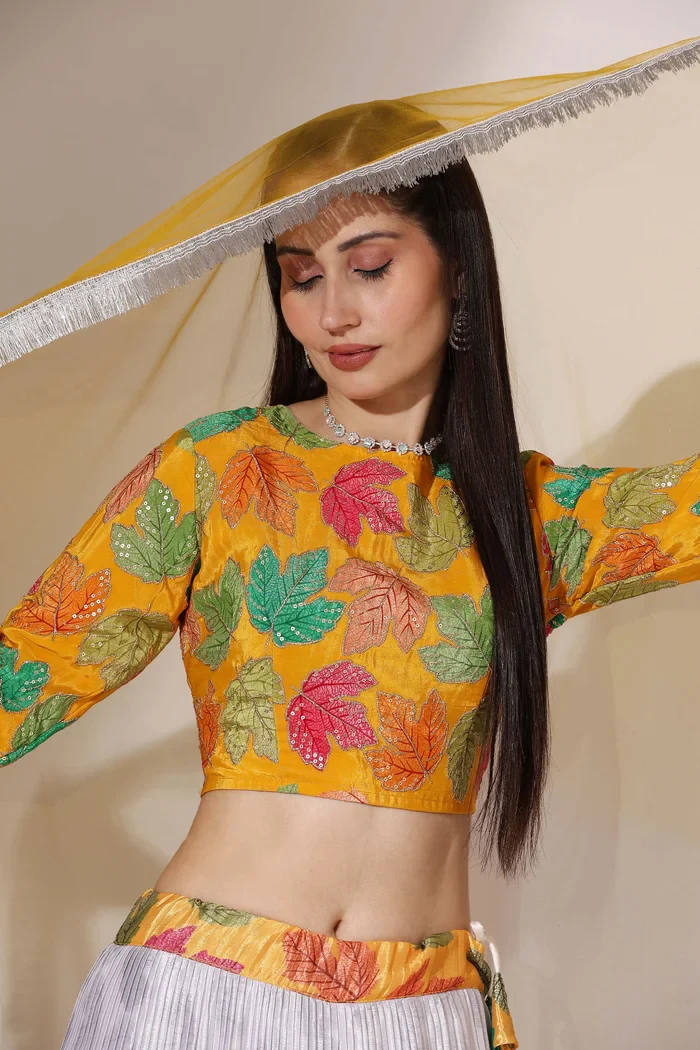 Women's Embroidered Satin Lehenga Choli with Sequins Work PlusMinus Jacq - Image 34