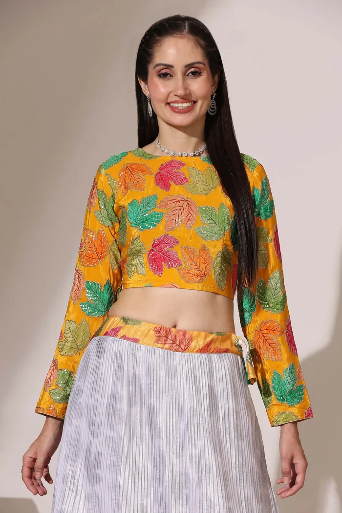 Women's Embroidered Satin Lehenga Choli with Sequins Work PlusMinus Jacq - Image 35
