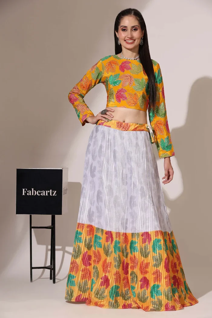 Women's Embroidered Satin Lehenga Choli with Sequins Work PlusMinus Jacq - Image 36