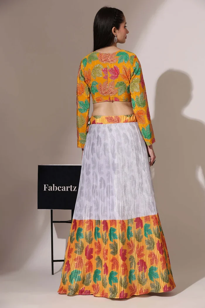 Women's Embroidered Satin Lehenga Choli with Sequins Work PlusMinus Jacq - Image 37