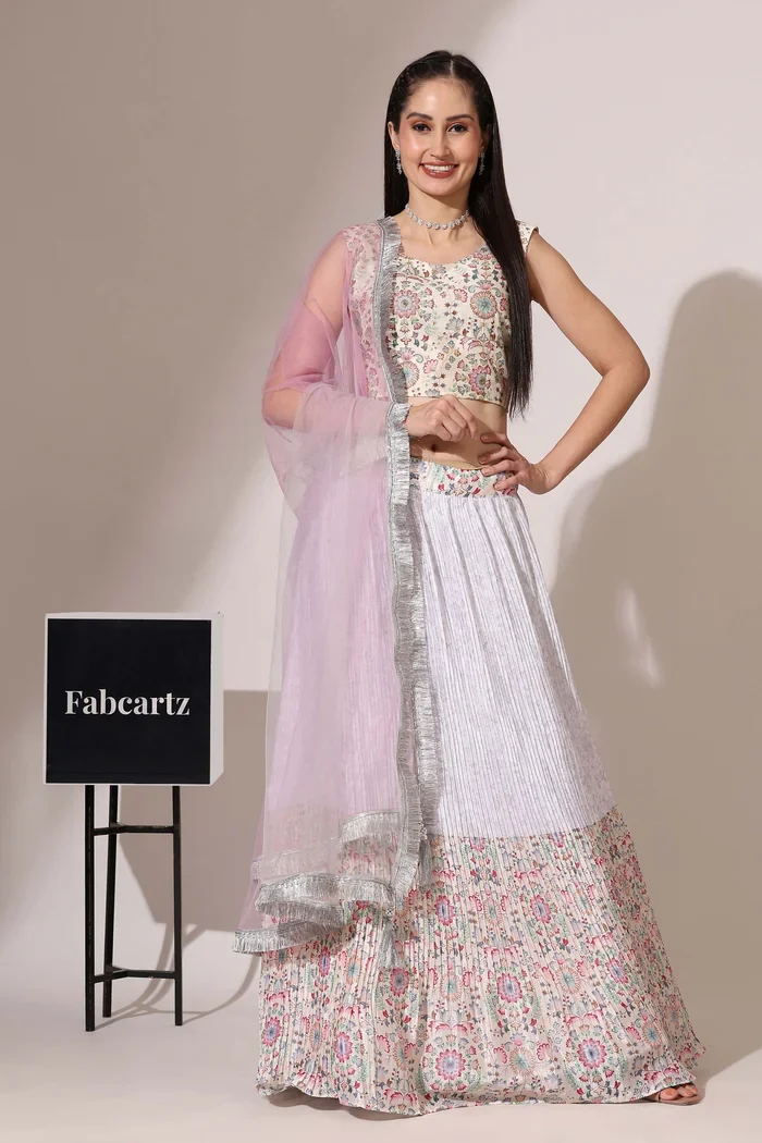 Women's Embroidered Satin Lehenga Choli with Sequins Work PlusMinus Jacq - Image 40