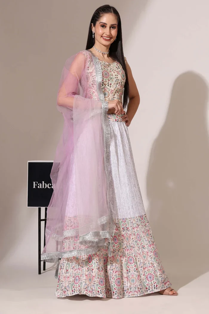 Women's Embroidered Satin Lehenga Choli with Sequins Work PlusMinus Jacq - Image 42