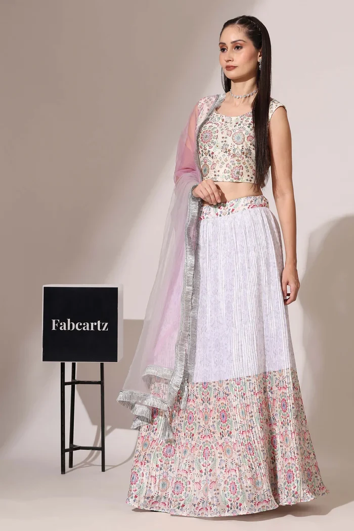 Women's Embroidered Satin Lehenga Choli with Sequins Work PlusMinus Jacq - Image 44