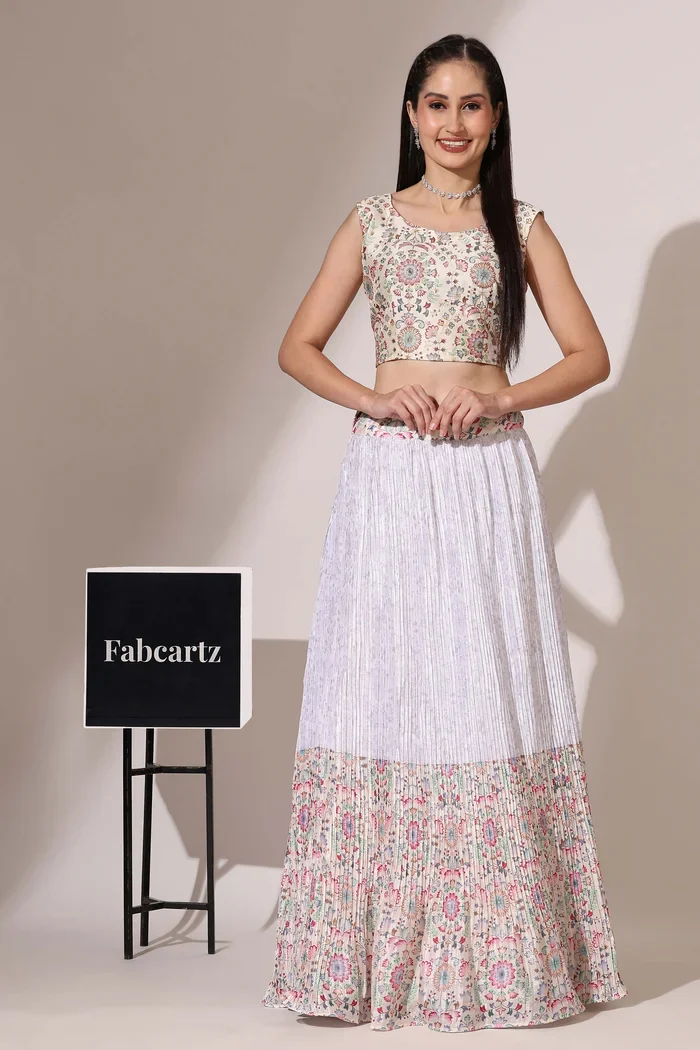 Women's Embroidered Satin Lehenga Choli with Sequins Work PlusMinus Jacq - Image 46