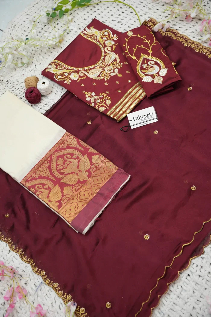 Women's Woven Design zari work Half Saree with Embroidered Blouse and Dupatta Pragna - Image 30