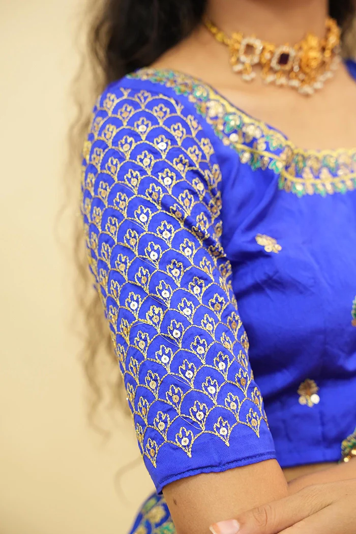Women's Woven Design zari work Half Saree with Embroidered Blouse and Dupatta Pranavi - Image 40