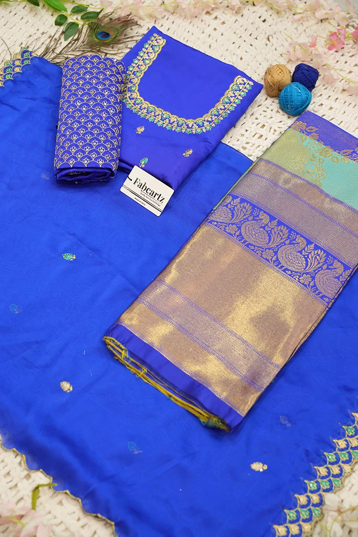 Women's Woven Design zari work Half Saree with Embroidered Blouse and Dupatta Pranavi - Image 83