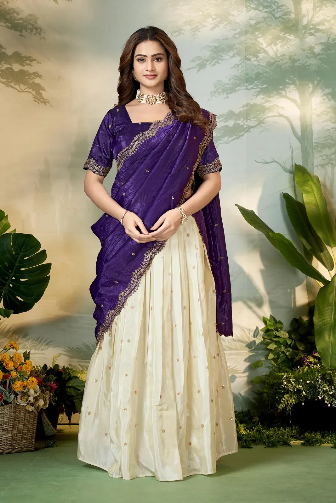 South Indian Festival Traditional Half Saree Premalu - Image 25