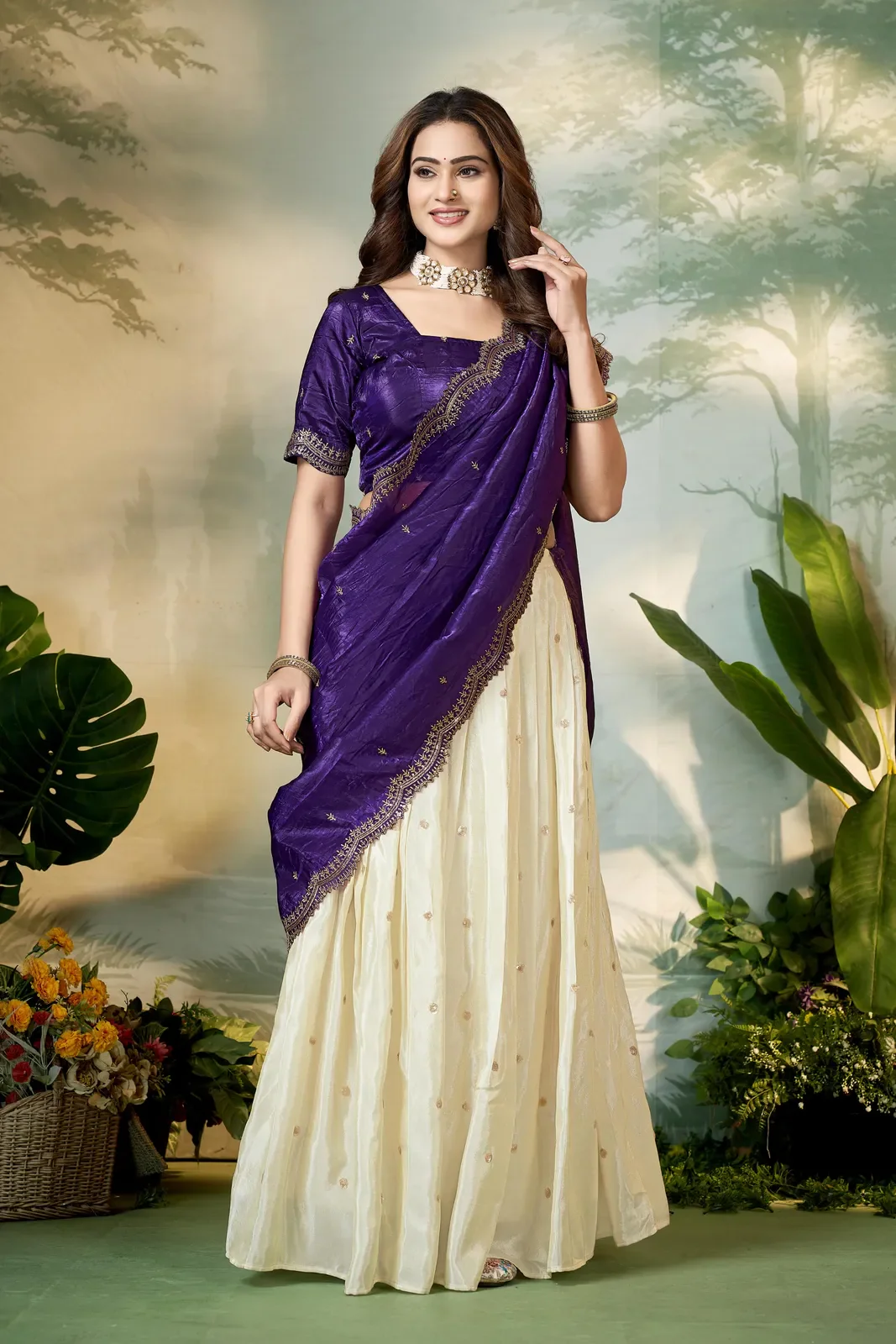 South Indian Festival Traditional Half Saree Premalu - Image 28