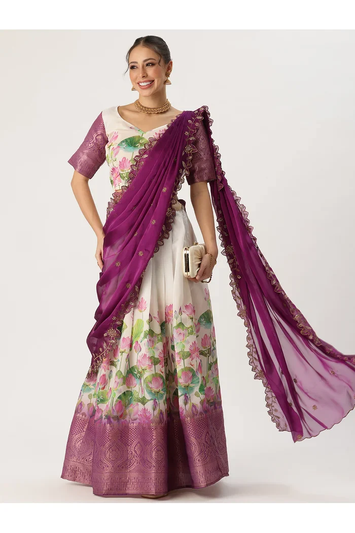 South Indian Festival Traditional Half Saree Prisha - Image 10