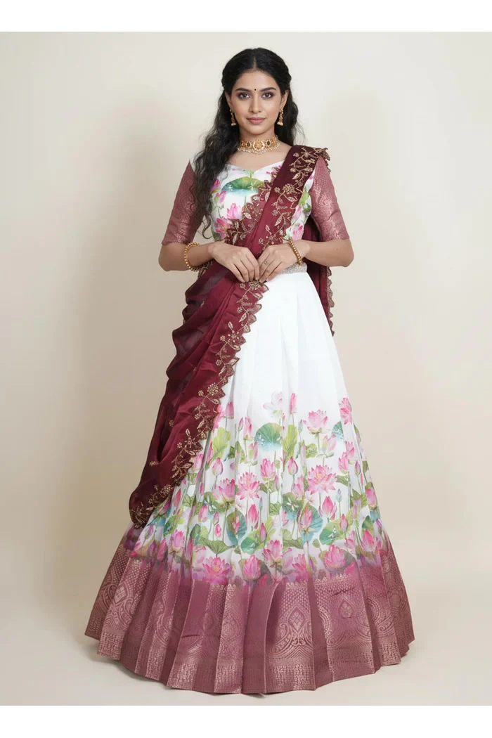 South Indian Festival Traditional Half Saree Prisha - Image 18