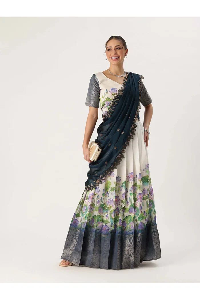 South Indian Festival Traditional Half Saree Prisha - Image 55