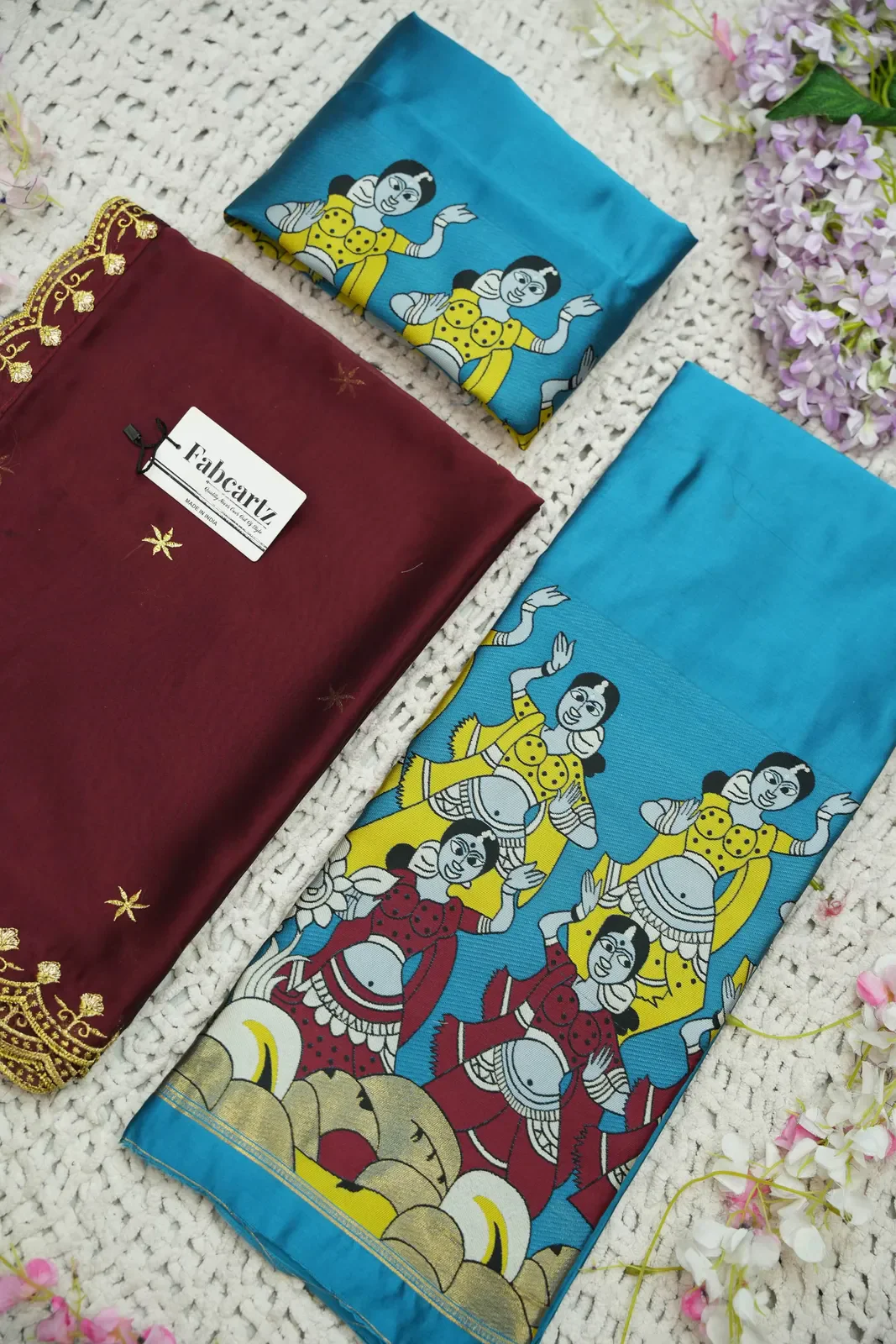 South Indian Festival Traditional Half Saree with Embroidered Blouse & Dupatta Putrika - Image 30