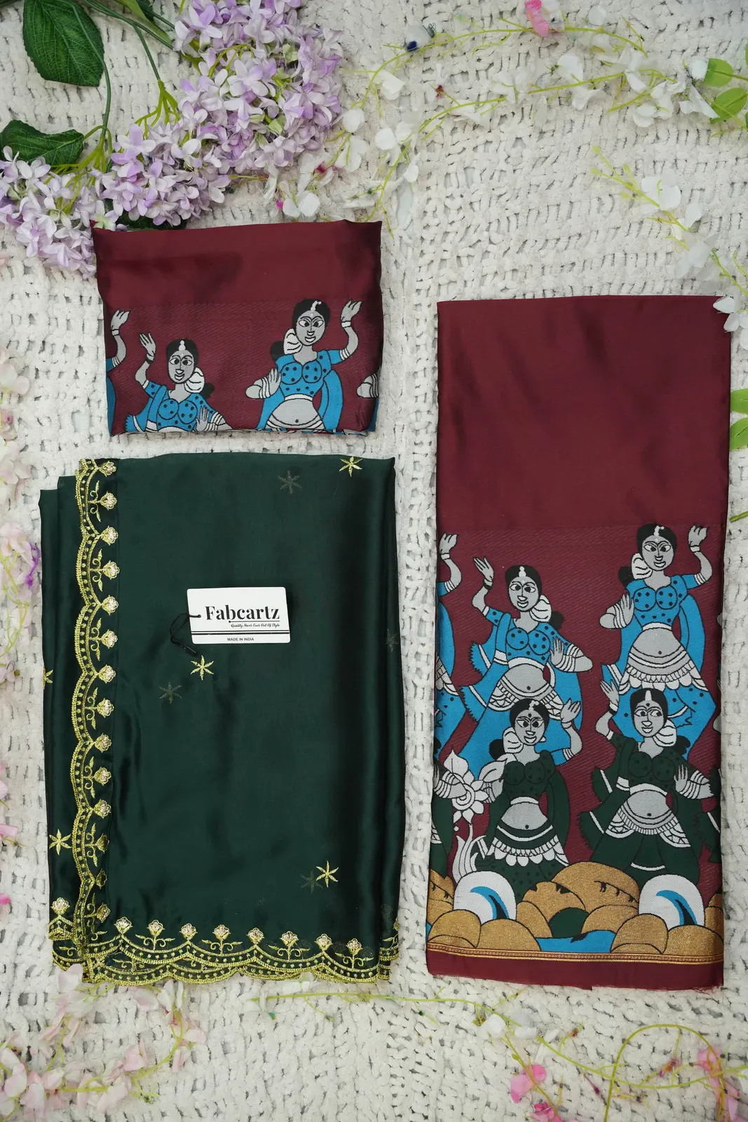 South Indian Festival Traditional Half Saree with Embroidered Blouse & Dupatta Putrika - Image 35