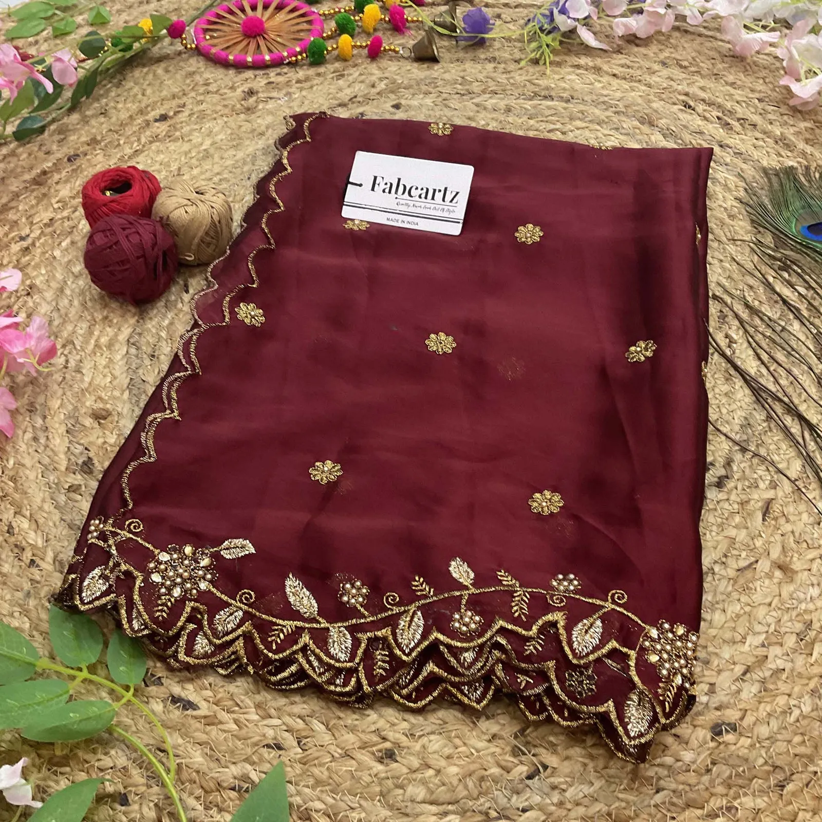 Beautiful Embroidery & Beads work Rangoli Dupatta for women | Only Dupatta RangoliDup - Image 13