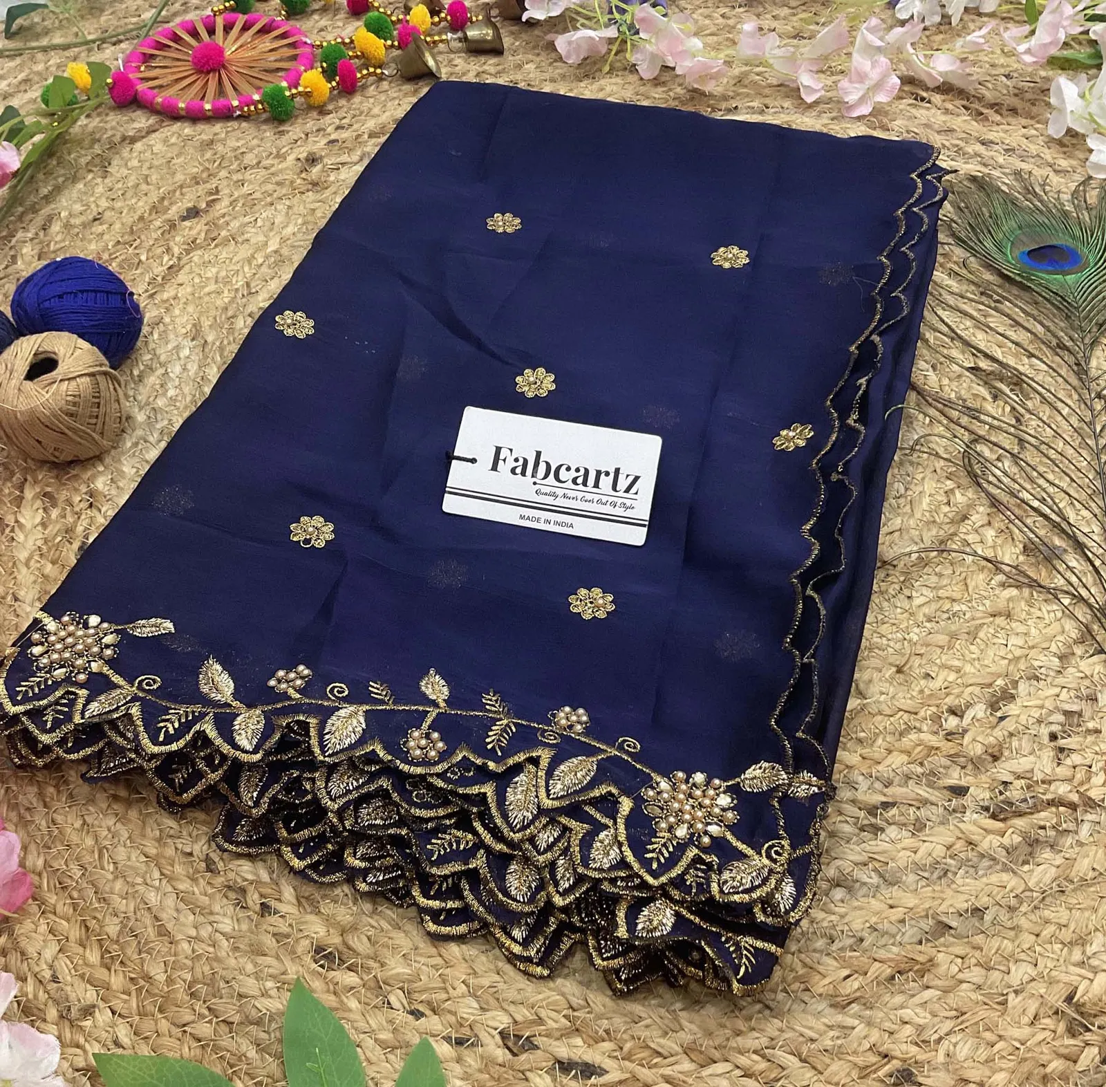 Beautiful Embroidery & Beads work Rangoli Dupatta for women | Only Dupatta RangoliDup - Image 22